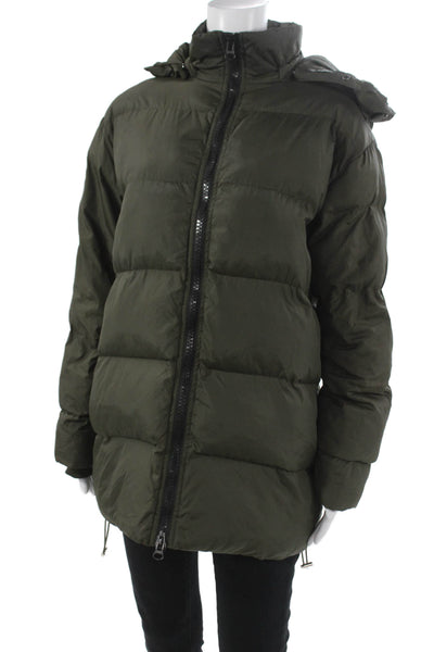 Walter Baker Women Green Puffer Jacket Zip 100% Nylon Long Sleeve Size XS