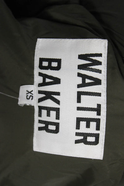Walter Baker Women Green Puffer Jacket Zip 100% Nylon Long Sleeve Size XS