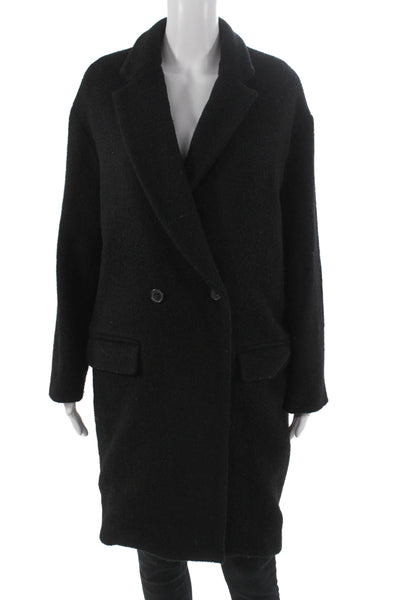 Nili Lotan Women Overcoat Black Button Long Sleeve 85% Virgin Wool Size XS