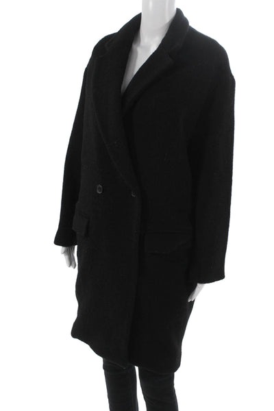 Nili Lotan Women Overcoat Black Button Long Sleeve 85% Virgin Wool Size XS