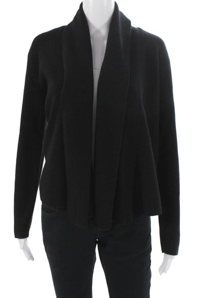 Theory Womens Black Wool Collared Cardigan Long Sleeve Petite Size S