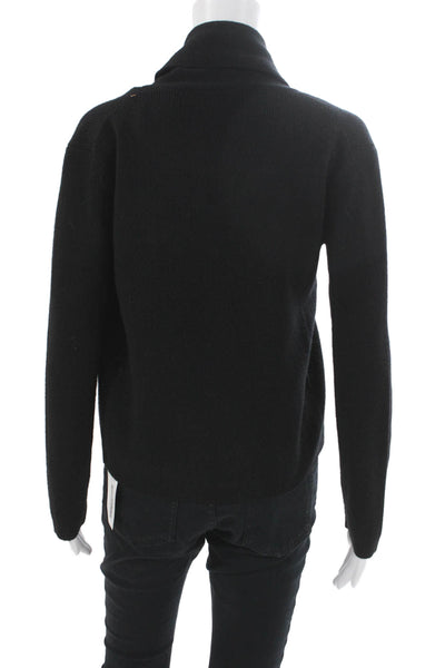 Theory Womens Black Wool Collared Cardigan Long Sleeve Petite Size S