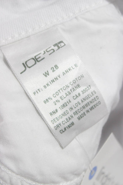 Joes Womens Skinny Jeans White Cotton Mid Rise 26 Inseam Size 28