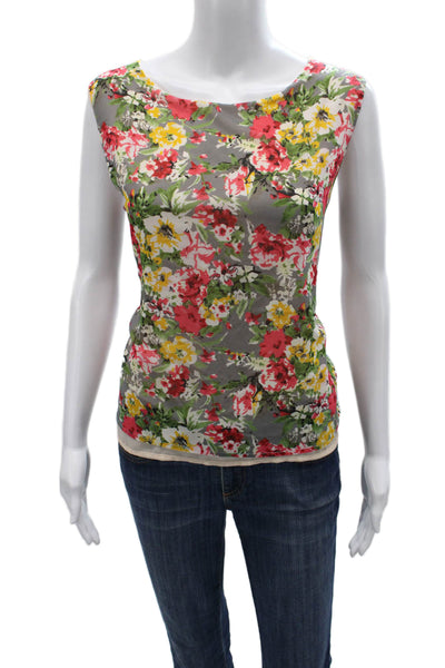 Loyd/ford Women Silk Floral Boat Neck Sleeveless Basic Blouse Pullover Size 6