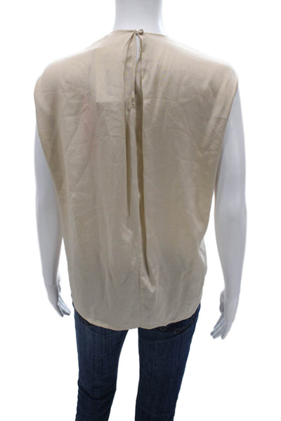 Manning Cartell Womens Basic Silk Sleeveless Round Neck Beige Blouse Size 6