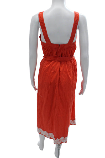 Steele Women Orange Cotton Sleeveless Square Neck Jumpsuit Mid Calf Size XS