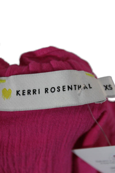 Kerri Rosenthal Womens Peasant Skirt Pink Cotton Long Drawstring Size XS