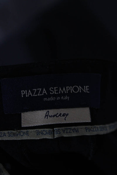 Piazza Sempione Womens Cropped Wool Pants Black Zip Size 44