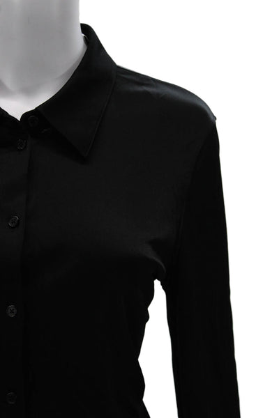Helmut Lang Womens Basic Collared Viscose Button-Up Black Long Sleeve Size L