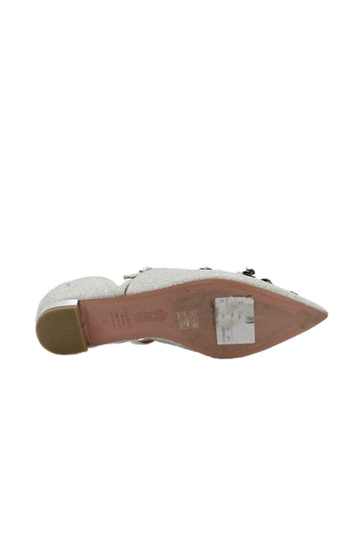 Aquazzura Womens Floral Applique Pointed Toe Ballet Flats Silver Size 39 9