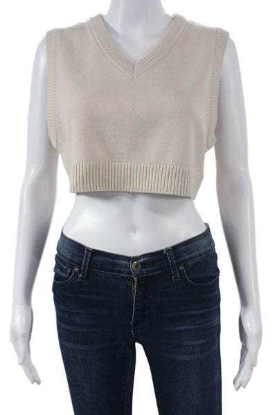 COS Womens Beige Wool V-Neck Sweater Vest Size S