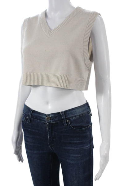 COS Womens Beige Wool V-Neck Sweater Vest Size S
