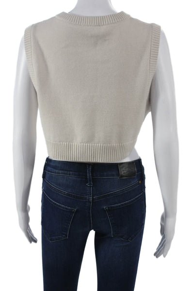 COS Womens Beige Wool V-Neck Sweater Vest Size S