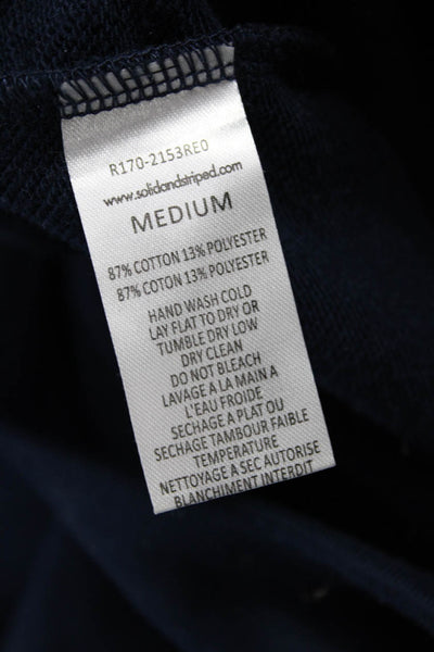 Solid & Striped Womens Pullover Sweatshirt Zip Cotton Blue Longsleeve Size M