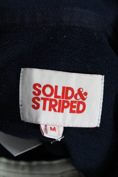 Solid & Striped Womens Pullover Sweatshirt Zip Cotton Blue Longsleeve Size M
