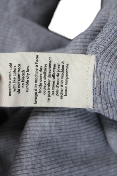 Donni Women Basic T-Shirt Gray Cotton Turtleneck Long Sleeve Pullover Size S