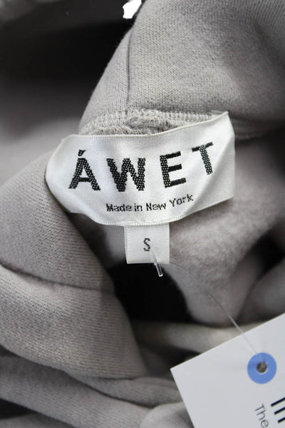 Awet Unisex Adults Pullover Hoodie Gray Cotton Blend Logo Size S