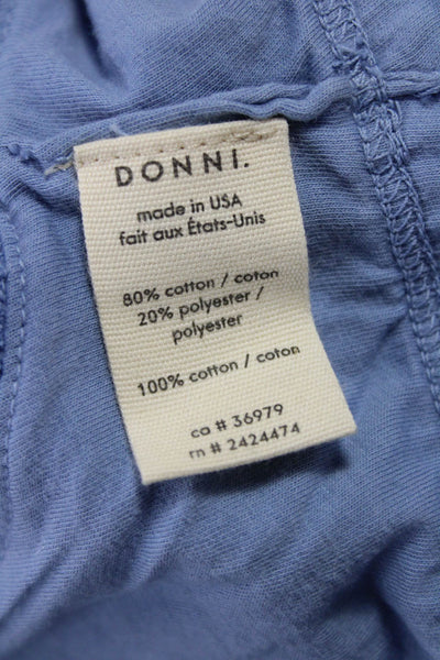 Donni Womens Scoop Neck Terry Knit Sports Bra Blue Size Small