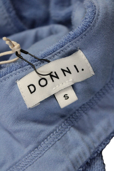 Donni Womens Scoop Neck Terry Knit Sports Bra Blue Size Small