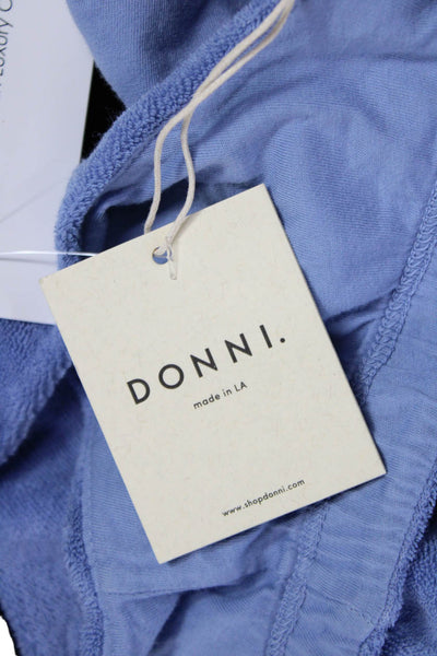Donni Womens Scoop Neck Terry Knit Sports Bra Blue Size Small