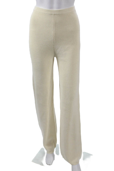Brunette The Label Women Sweatpants Ivory Pull On Striped 87% Viscose Size XS