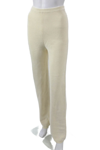 Brunette The Label Women Sweatpants Ivory Pull On Striped 87% Viscose Size XS