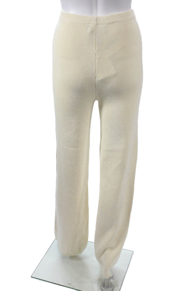 Brunette The Label Women Sweatpants Ivory Pull On Striped 87% Viscose Size XS