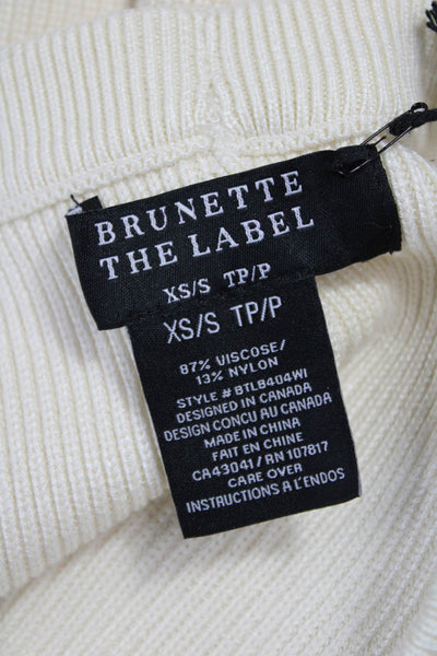 Brunette The Label Women Sweatpants Ivory Pull On Striped 87% Viscose Size XS