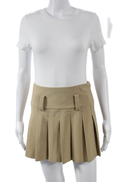 Sunday Best Womens Pleated Knee Length Beige Skirt Zip Size 2