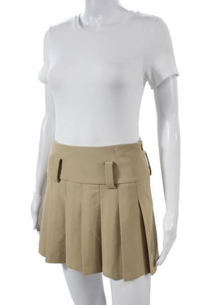 Sunday Best Womens Pleated Knee Length Beige Skirt Zip Size 2