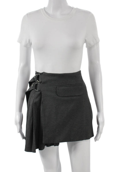 Zara Women Pleated Skirt Gray Polyester Short Zip Size M