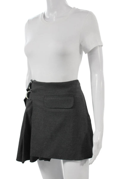 Zara Women Pleated Skirt Gray Polyester Short Zip Size M