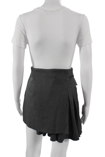Zara Women Pleated Skirt Gray Polyester Short Zip Size M