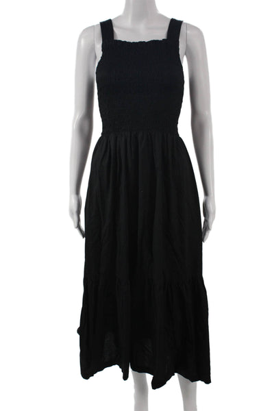 Everlane Womens Maxi Dress Black Square Neck Sleeveless 100% Cotton Size 0
