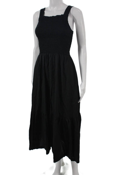 Everlane Womens Maxi Dress Black Square Neck Sleeveless 100% Cotton Size 0