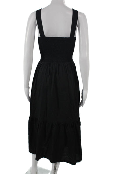 Everlane Womens Maxi Dress Black Square Neck Sleeveless 100% Cotton Size 0