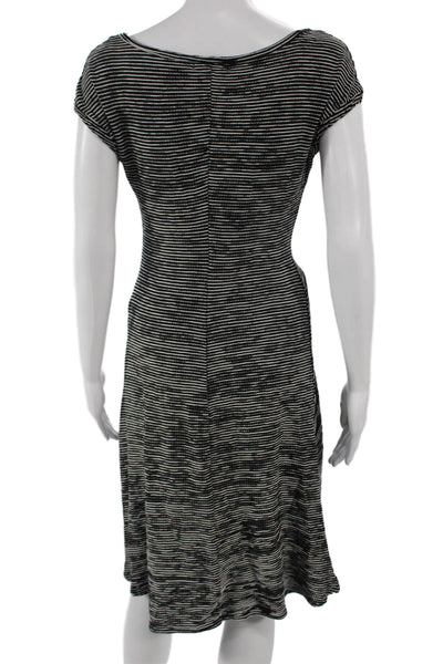 Max Studio Women Sheath Dress Black Boat Neck Short Sleeve Rayon Size S