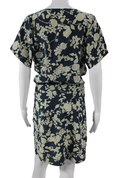 Ulla Johnson Womens Silk Blue Shift Dress Boat Neck Short Sleeve Size 2