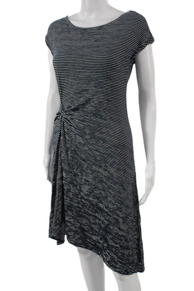 Max Studio Women Sheath Striped Blue Boat Neck Short Sleeve Dress Size XS
