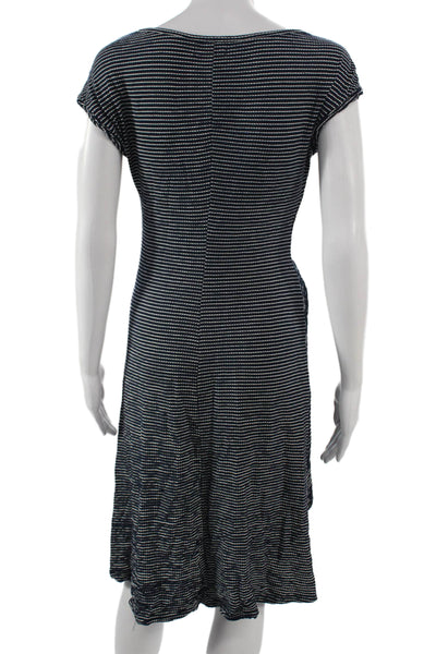 Max Studio Women Sheath Striped Blue Boat Neck Short Sleeve Dress Size XS