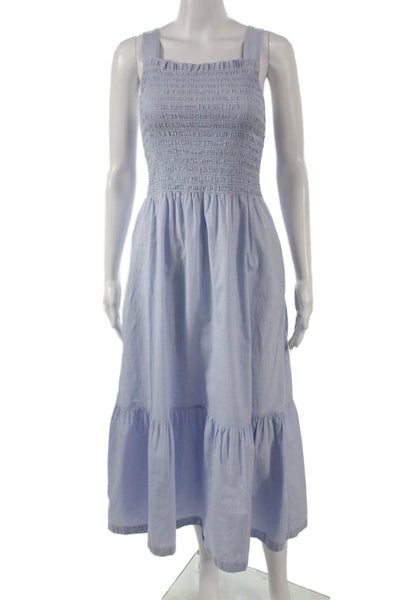 Everlane Womens Blue Cotton Square Neck Sleeveless Long Sundress Size 2XS