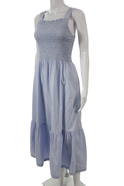 Everlane Womens Blue Cotton Square Neck Sleeveless Long Sundress Size 2XS