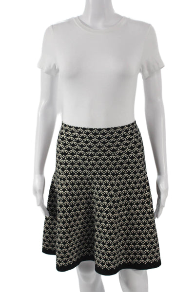 Max Studio Womens A-Line Long Skirt Black Viscose Geometric Size S