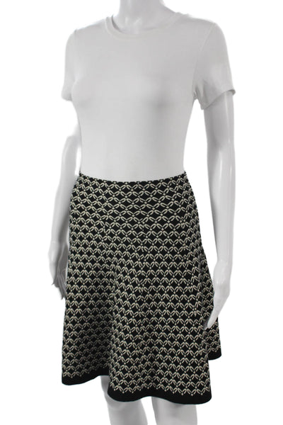 Max Studio Womens A-Line Long Skirt Black Viscose Geometric Size S