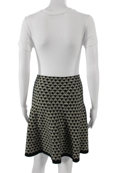 Max Studio Womens A-Line Long Skirt Black Viscose Geometric Size S