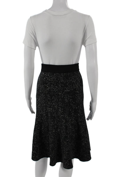 Theory Womens A-Line Wool Geometric Skirt Black Pull On Long Size PP