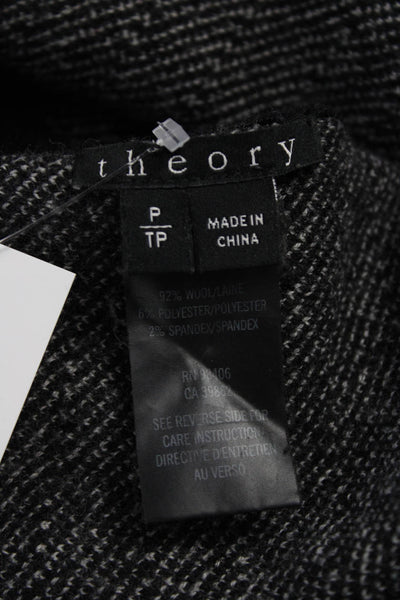 Theory Womens A-Line Wool Geometric Skirt Black Pull On Long Size PP