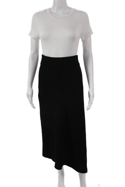 Tibi Women Black Merino Wool Wrap Skirt Long Size XS