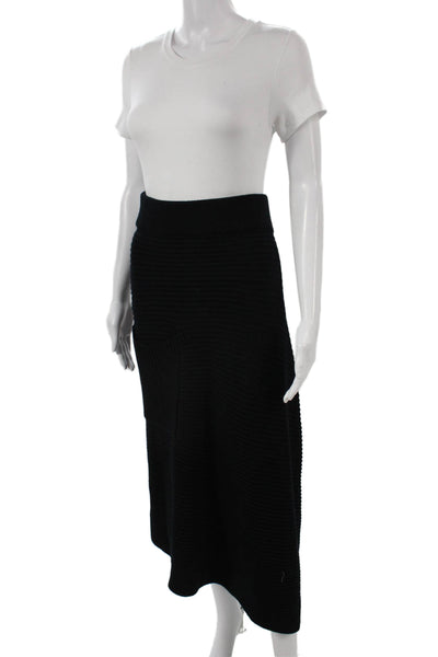 Tibi Women Black Merino Wool Wrap Skirt Long Size XS