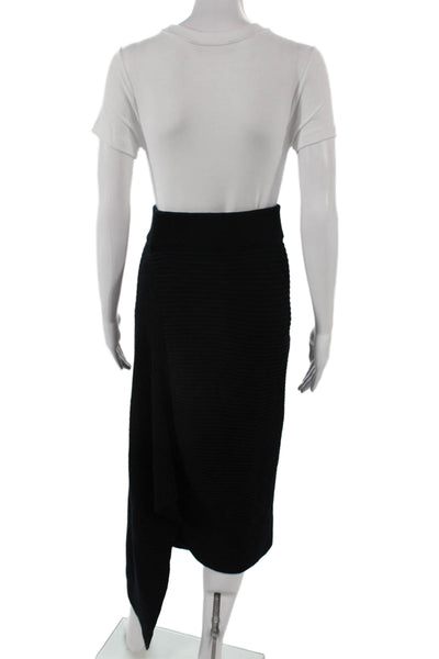 Tibi Women Black Merino Wool Wrap Skirt Long Size XS